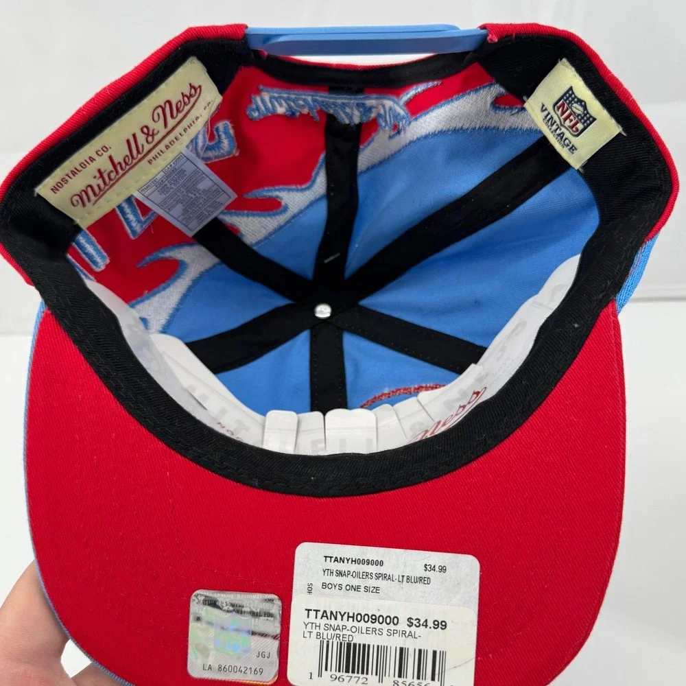 Mitchell & Ness Hat Youth OS‎ Light Blue Red Houston Oilers Spiral Snapback New
